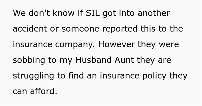 Text about the SIL's parents struggling to find affordable insurance after the hearing aid incident. Text about the SIL's parents struggling to find affordable insurance after the hearing aid incident.