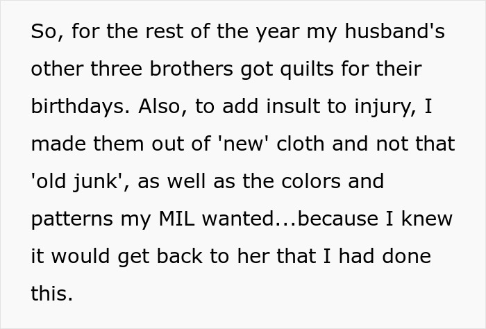 Woman Is On A Mission To Gift Her Family Hand-Made Quilts To Fulfill Her Petty Revenge Against MIL Woman Is On A Mission To Gift Her Family Hand-Made Quilts To Fulfill Her Petty Revenge Against MIL