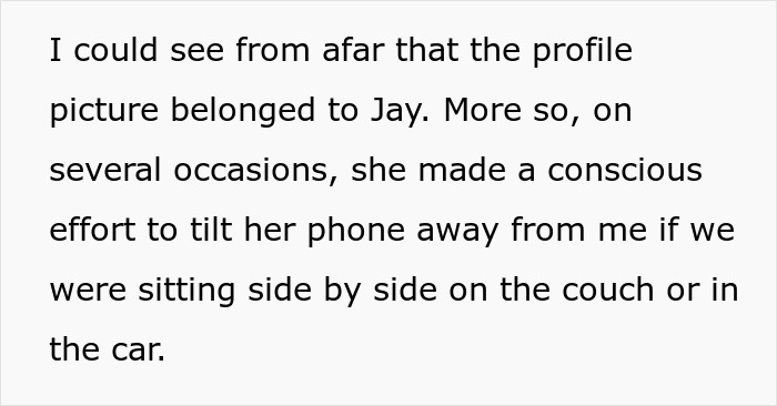 Text snippet: husband noticing wife tilting phone away, confirming secret conversations with another guy. Text snippet: husband noticing wife tilting phone away, confirming secret conversations with another guy.
