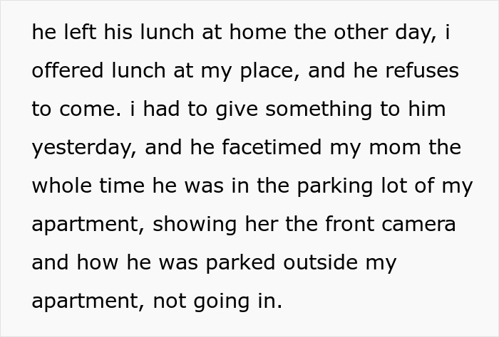 Text describing how a paranoid mom ruins a father-daughter bond, with the dad refusing lunch and facetiming his wife from the parking lot. Text describing how a paranoid mom ruins a father-daughter bond, with the dad refusing lunch and facetiming his wife from the parking lot.