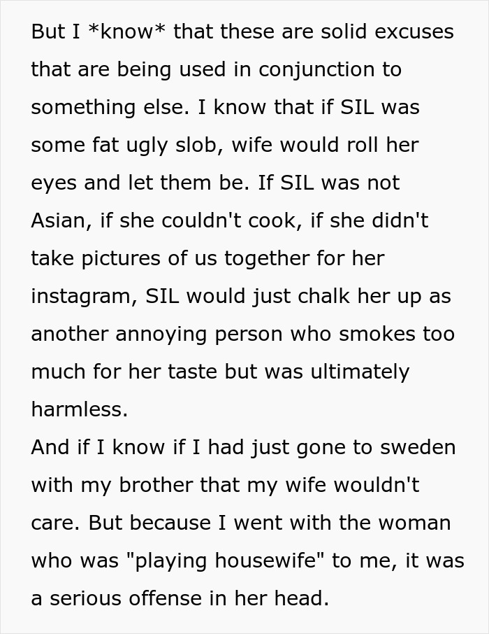 The wife's jealousy over SIL's perceived offense and accusations of playing 'housewife' trigger the secret police call and deportation.