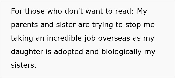 Text explaining a woman adopted her troubled sisters baby, and the sister tried to kidnap her 8 years later. Text explaining a woman adopted her troubled sisters baby, and the sister tried to kidnap her 8 years later.