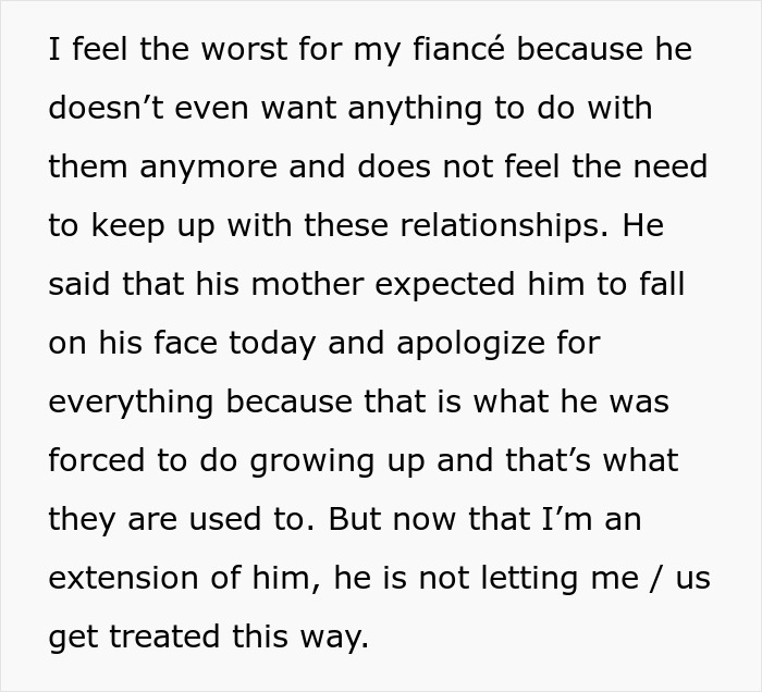 Text about a wedding dispute, where in-laws request tears a family apart. The fiancé avoids family after disputes. Text about a wedding dispute, where in-laws request tears a family apart. The fiancé avoids family after disputes.