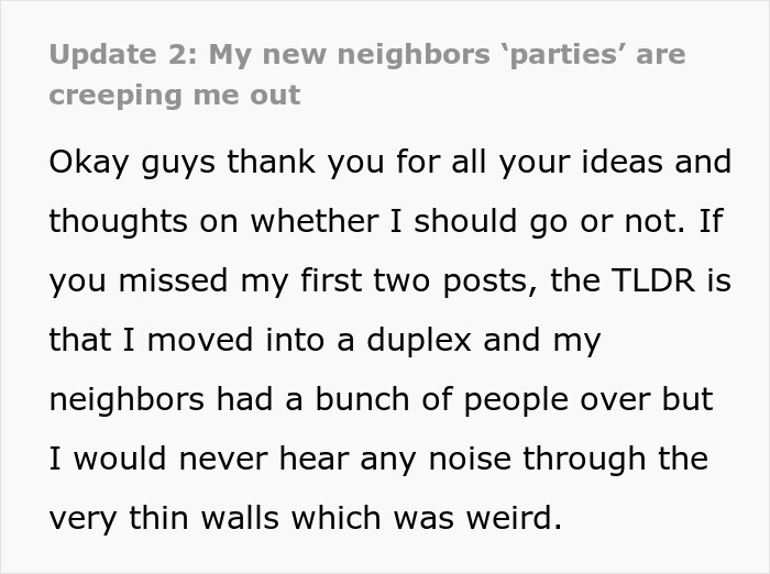 25YO Suspicious Of Neighbors’ Creepy Silent Gatherings, Gets Invited To One In Their Basement 25YO Suspicious Of Neighbors’ Creepy Silent Gatherings, Gets Invited To One In Their Basement