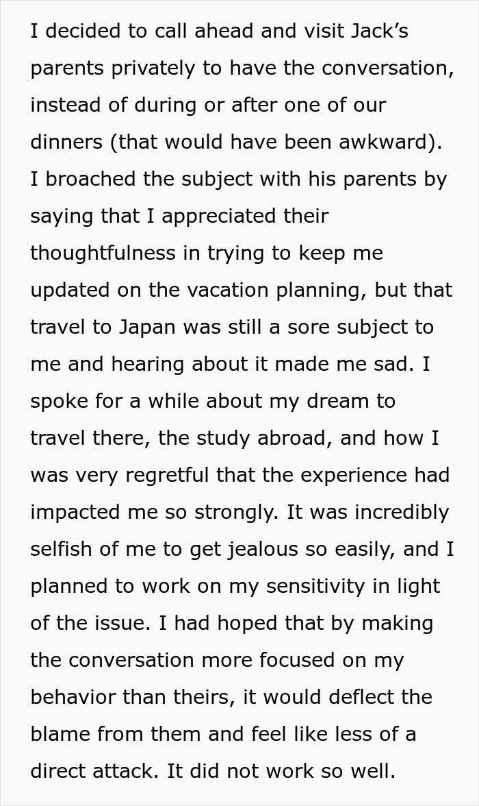 A screenshot of text about a woman uncovering her boyfriend's family's cruel plan, where she confronts his parents. A screenshot of text about a woman uncovering her boyfriend's family's cruel plan, where she confronts his parents.