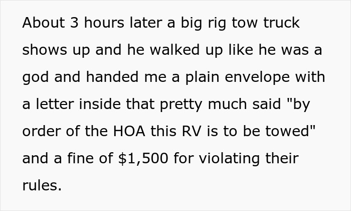Homeowner fighting back against HOA: an image of text detailing a $1,500 fine and a tow notice from the HOA. Homeowner fighting back against HOA: an image of text detailing a $1,500 fine and a tow notice from the HOA.
