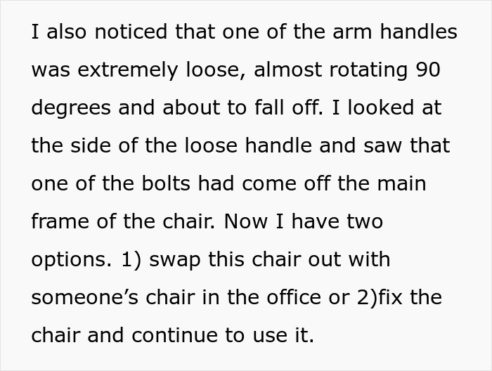 Worker Swaps Chairs Behind Colleague’s Back As His One Is Broken, Wants It Back After Getting Fixed Worker Swaps Chairs Behind Colleague’s Back As His One Is Broken, Wants It Back After Getting Fixed