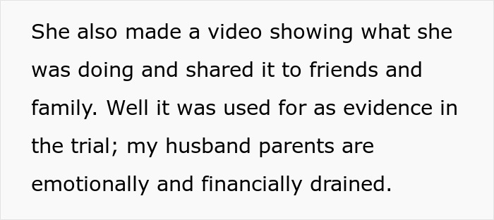 Text update about sister-in-law's video used as evidence and emotional impact on parents from the wedding ban. Text update about sister-in-law's video used as evidence and emotional impact on parents from the wedding ban.