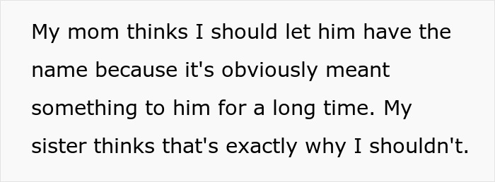 Screenshot of text about husband wanting daughter named after his best friend and wife discovering they were engaged. Screenshot of text about husband wanting daughter named after his best friend and wife discovering they were engaged.