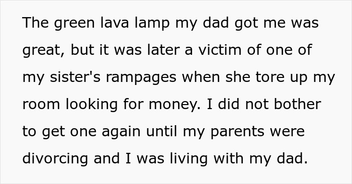 Brother's nightmare: Spoiled sister destroys brother's lava lamp during a rampage, highlighting enabling mom. Brother's nightmare: Spoiled sister destroys brother's lava lamp during a rampage, highlighting enabling mom.
