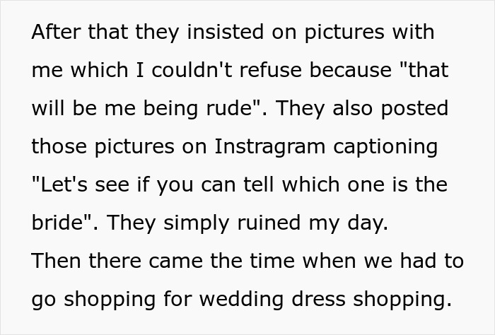 Bride Realizes Her Future SILs Are Nothing But Copycats, Serves Them Deliciously Petty Revenge At The Wedding Bride Realizes Her Future SILs Are Nothing But Copycats, Serves Them Deliciously Petty Revenge At The Wedding