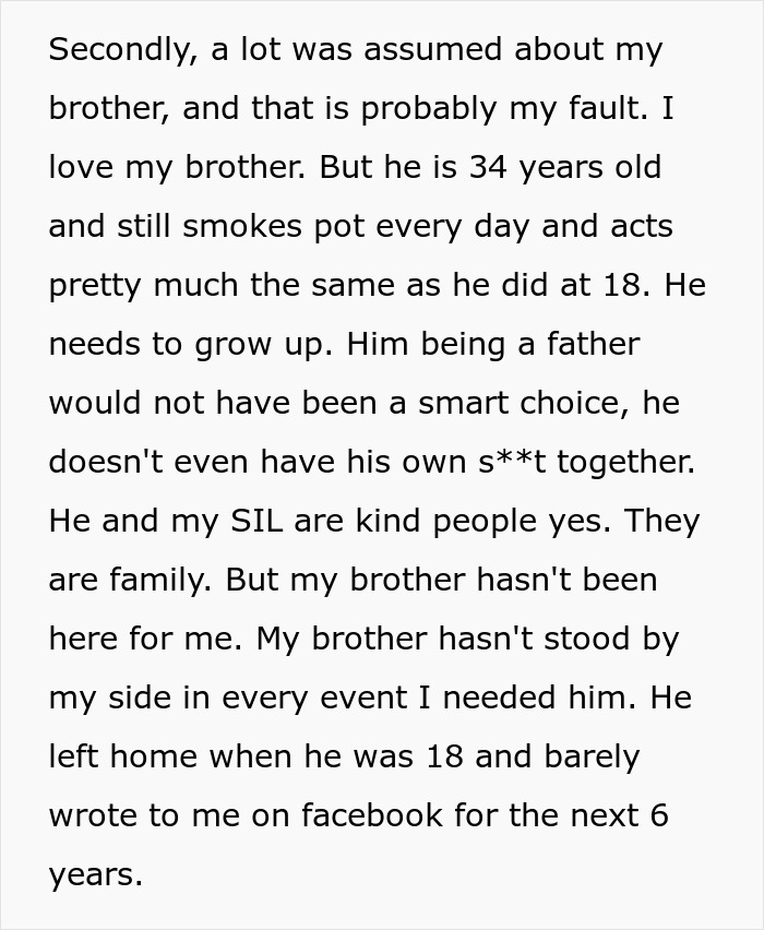 Brother's issues are discussed, in the context of wife's jealousy and a police call ending in deportation.