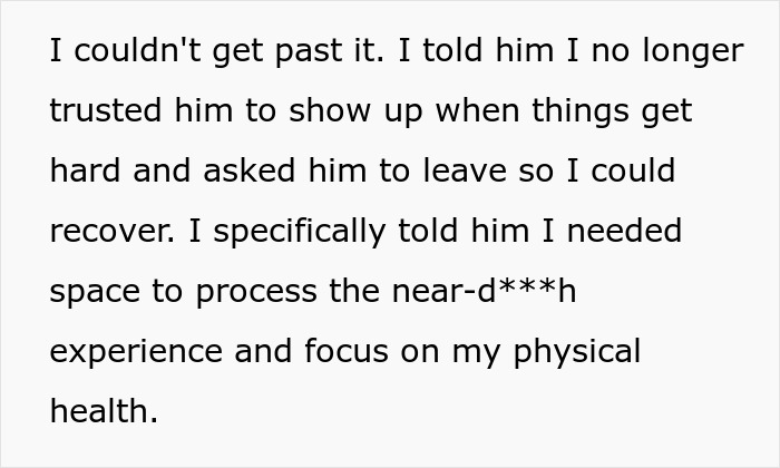Text about a woman after medical emergency, couldn't trust her fiancé to show up when things get hard. Text about a woman after medical emergency, couldn't trust her fiancé to show up when things get hard.