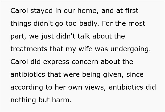 MIL Insults Husband For Letting His Very Sick Wife Trust Doctors Instead Of Relying On Her Cryptic Cures MIL Insults Husband For Letting His Very Sick Wife Trust Doctors Instead Of Relying On Her Cryptic Cures