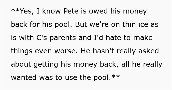 A man discusses how his parents deny his brother access to the pool, leading to him buying a hot tub for the boys. A man discusses how his parents deny his brother access to the pool, leading to him buying a hot tub for the boys.