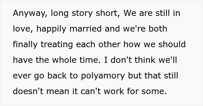 A screenshot of a poly wife explaining their marriage, love, and moving past polyamory with hubby's best friend. A screenshot of a poly wife explaining their marriage, love, and moving past polyamory with hubby's best friend.