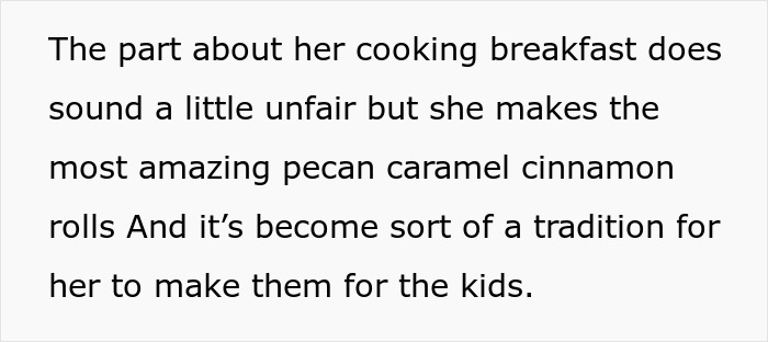 The woman describes her best friend's amazing breakfast tradition for the kids on family vacation. The woman describes her best friend's amazing breakfast tradition for the kids on family vacation.