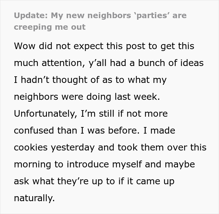 25YO Suspicious Of Neighbors’ Creepy Silent Gatherings, Gets Invited To One In Their Basement 25YO Suspicious Of Neighbors’ Creepy Silent Gatherings, Gets Invited To One In Their Basement