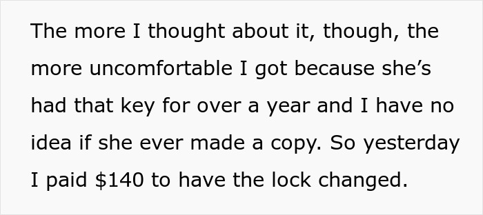 A screenshot showing text about a bro changing home locks due to a sister's personal lounge misuse. A screenshot showing text about a bro changing home locks due to a sister's personal lounge misuse.