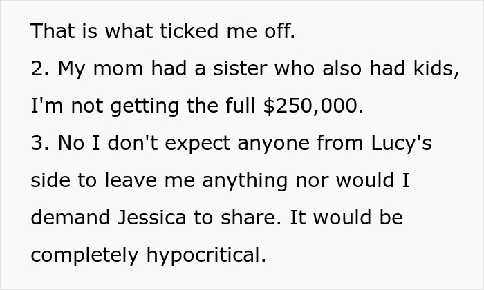Text explaining a brother refuses to give inheritance to his sister after she chose to be adopted by a stepmom. Text explaining a brother refuses to give inheritance to his sister after she chose to be adopted by a stepmom.