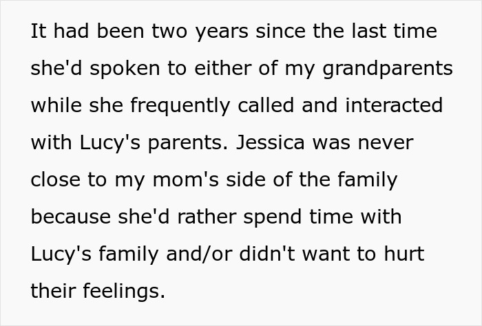 Text explaining family estrangement regarding a woman adopted by stepmom and inheritance issues. Text explaining family estrangement regarding a woman adopted by stepmom and inheritance issues.
