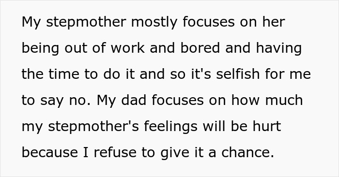 Additional text from the Reddit post explaining the woman's feelings about her daughter's decision. Additional text from the Reddit post explaining the woman's feelings about her daughter's decision.