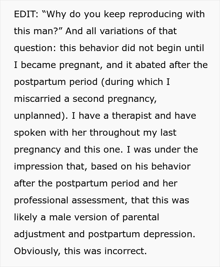 Text about a husband who left a pregnant wife, his behavior began when she became pregnant. Text about a husband who left a pregnant wife, his behavior began when she became pregnant.