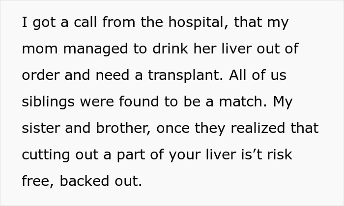 Alcoholic Mom Treats 28YO Daughter Like She's Disposable, Demands Her Liver After Ruining Her Own Alcoholic Mom Treats 28YO Daughter Like She's Disposable, Demands Her Liver After Ruining Her Own