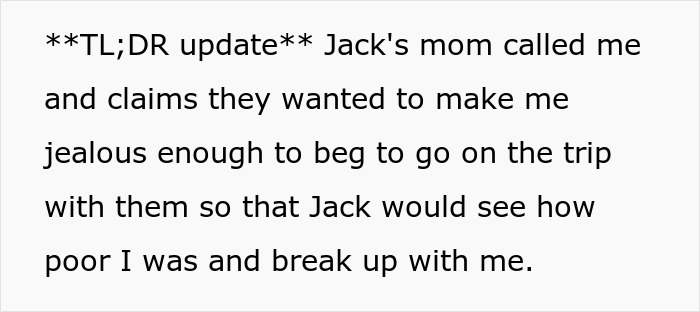 Screenshot reveals a family's cruel plan to make a woman jealous and break up her boyfriend's family relationship. Screenshot reveals a family's cruel plan to make a woman jealous and break up her boyfriend's family relationship.