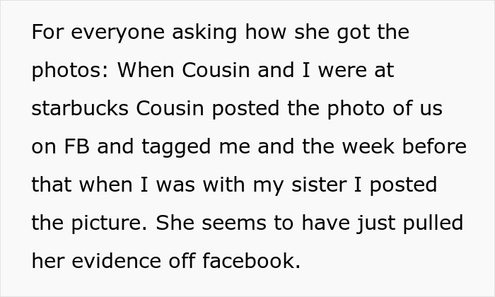 Bi Woman Goes On Outing With Fiancé's Cousin, Sly MIL Uses FB Photo As Evidence Of Her "Cheating" Bi Woman Goes On Outing With Fiancé's Cousin, Sly MIL Uses FB Photo As Evidence Of Her "Cheating"