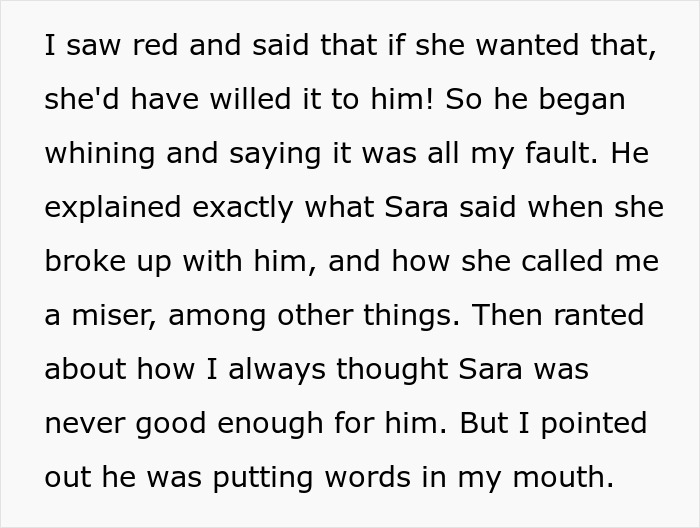 Text explaining a son accuses dad of ruining his life after stealing a family heirloom to propose. Text explaining a son accuses dad of ruining his life after stealing a family heirloom to propose.