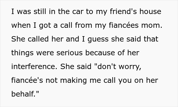 A Reddit post about the bride receiving a call from her fiancée's mom about serious wedding interference issues. A Reddit post about the bride receiving a call from her fiancée's mom about serious wedding interference issues.