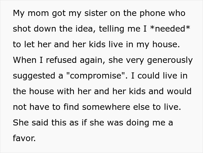 Mom And Sis With 3 Kids Expects Single Woman To Open Up Her New Home To Let Fam Move In Mom And Sis With 3 Kids Expects Single Woman To Open Up Her New Home To Let Fam Move In