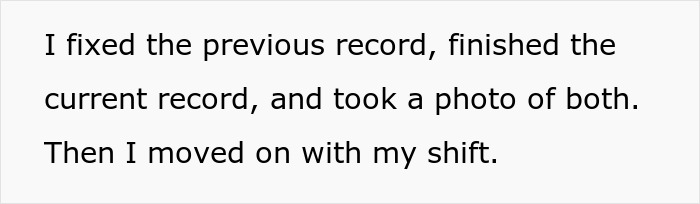 Cashier fixing records and photographing incriminating evidence after being fired for reporting theft. Cashier fixing records and photographing incriminating evidence after being fired for reporting theft.