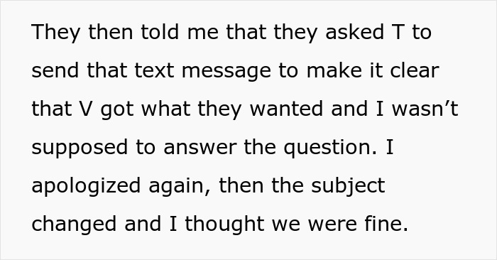 Text explaining a bachelorette date dispute and friendship ending due to a confusing text message. Text explaining a bachelorette date dispute and friendship ending due to a confusing text message.