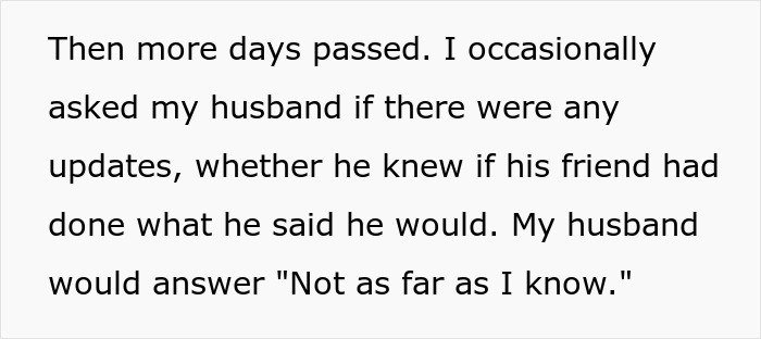 Text discussing the lingering uncertainty and updates regarding a guy's affair and promised confession. Text discussing the lingering uncertainty and updates regarding a guy's affair and promised confession.