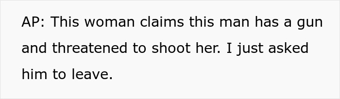 Shopper accused of having a weapon to threaten Karen. An AP claims a man threatened a woman with a gun.