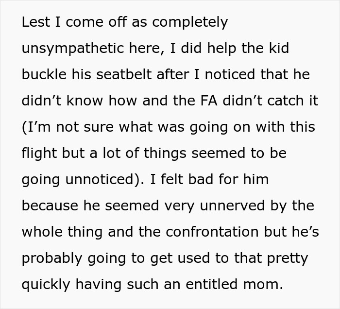 Text about a woman explaining her feelings and thoughts on the plane seat situation and the entitled mom. Text about a woman explaining her feelings and thoughts on the plane seat situation and the entitled mom.