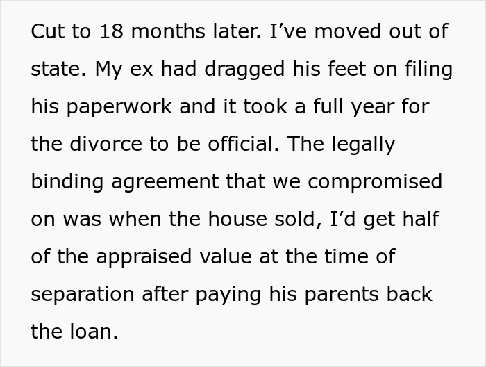 Ex-DIL recounts a post-divorce agreement about getting half of the appraised house value after paying back a loan. Ex-DIL recounts a post-divorce agreement about getting half of the appraised house value after paying back a loan.