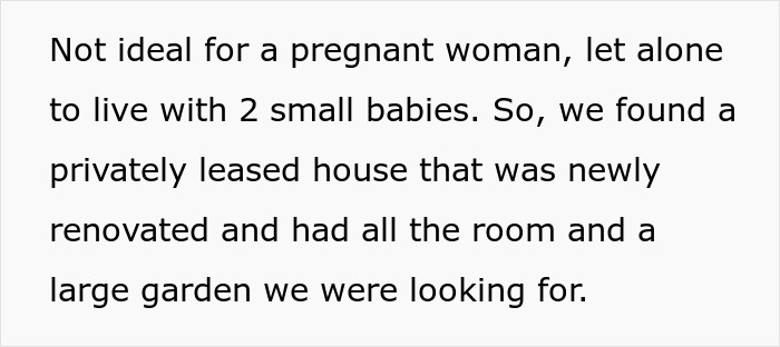 Text snippet: New parents, a pregnant woman with two babies, finding a renovated house after being disturbed by rude neighbor. Text snippet: New parents, a pregnant woman with two babies, finding a renovated house after being disturbed by rude neighbor.