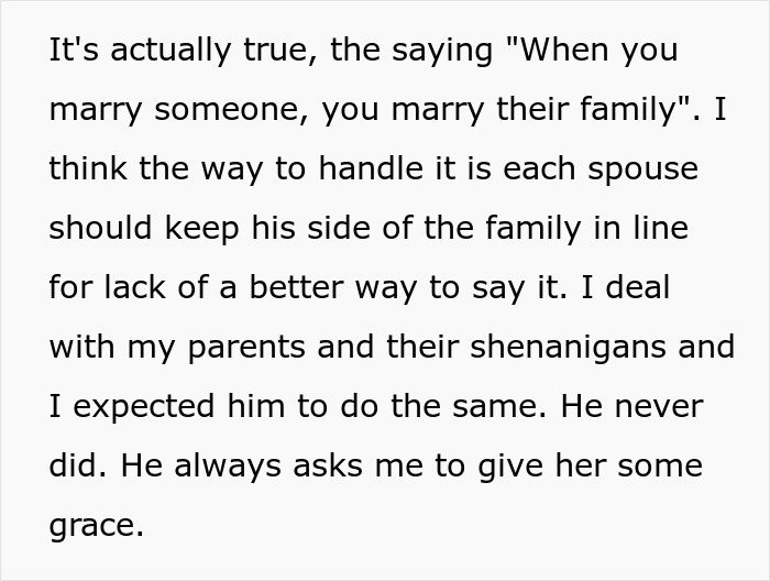 Screenshot of text discussing family dynamics in marriage, relating to MIL driving woman to leave her son. Screenshot of text discussing family dynamics in marriage, relating to MIL driving woman to leave her son.
