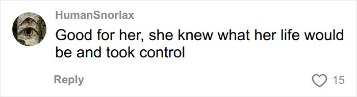 A social media comment from HumanSnorlax supporting the woman's decision regarding her baby canceled post. A social media comment from HumanSnorlax supporting the woman's decision regarding her baby canceled post.
