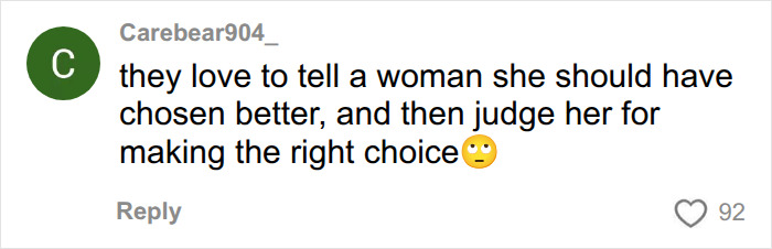 A social media comment from 'Carebear904_' discussing judging a woman for making the right choice. The 'baby canceled' post went viral due to a problematic father. A social media comment from 'Carebear904_' discussing judging a woman for making the right choice. The 'baby canceled' post went viral due to a problematic father.