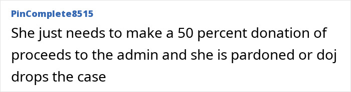 Screenshot of a comment discussing a potential pardon or case drop for Bill Gates' daughter regarding the fraud accusation.