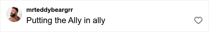 A social media comment saying Putting the Ally in ally, referring to the Black Mirror director's Harry Potter series stance.