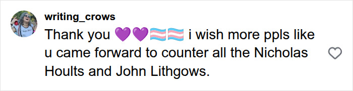 A social media comment praising the Black Mirror director for her response to the Harry Potter series.