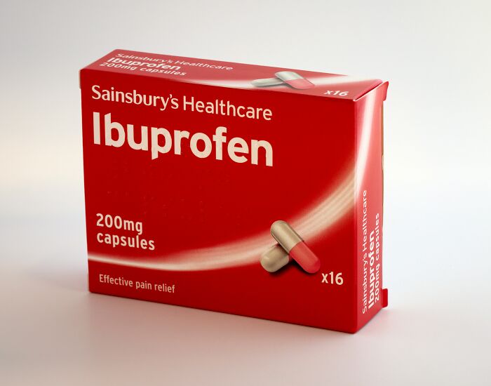 A box of Sainsbury's Healthcare Ibuprofen 200mg capsules, related to things doctors refuse to do.
