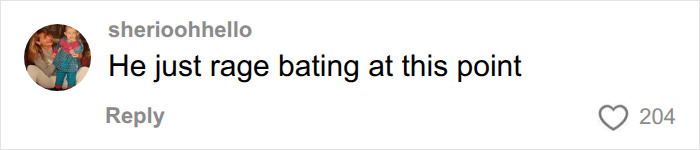 Screenshot of a netizen comment: He just rage bating at this point, referring to Brooklyn Beckham cooking video.