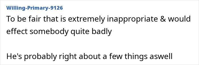 A comment discussing the excruciating wedding, noting the inappropriateness of the situation and its negative impact. A comment discussing the excruciating wedding, noting the inappropriateness of the situation and its negative impact.