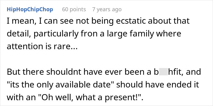 A comment about MIL skipping grandson’s first birthday, highlighting family dynamics and expectations. A comment about MIL skipping grandson’s first birthday, highlighting family dynamics and expectations.